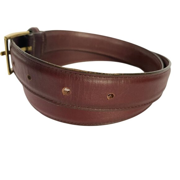 Dooney & Bourke Brown Glove Leather Belt Women's Size 34 Vintage Brass - Picture 2 of 7